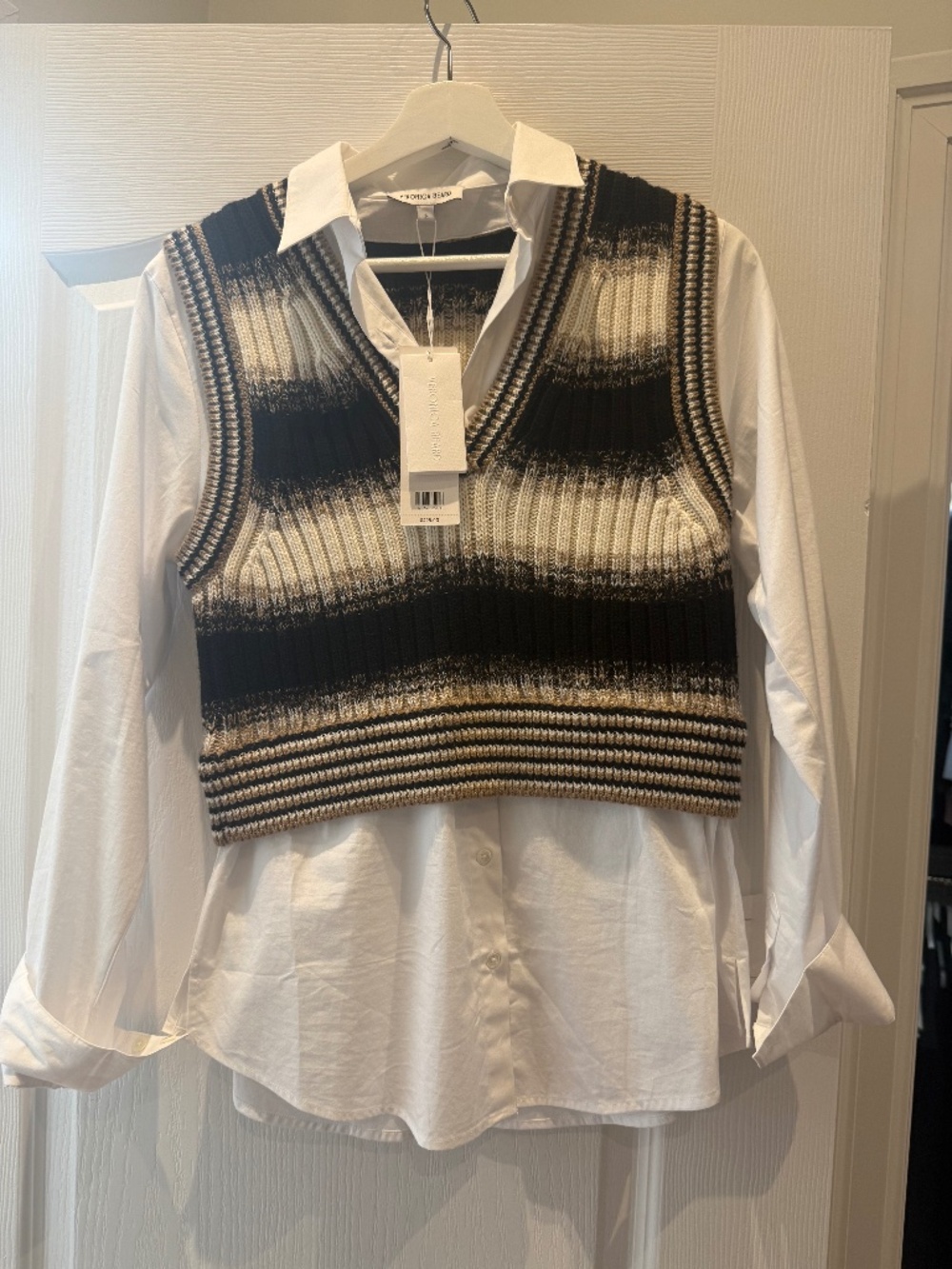 Veronica Beard Knit vest with attached white button up